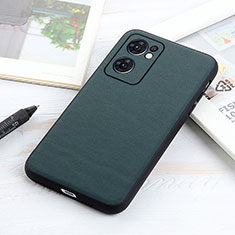 Soft Luxury Leather Snap On Case Cover B01H for Oppo Reno7 5G Green