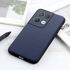 Soft Luxury Leather Snap On Case Cover B01H for Oppo Reno8 Pro+ Plus 5G Blue