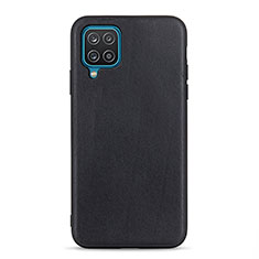 Soft Luxury Leather Snap On Case Cover B01H for Samsung Galaxy A12 Nacho Black