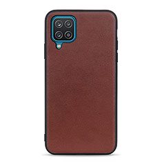 Soft Luxury Leather Snap On Case Cover B01H for Samsung Galaxy A12 Nacho Brown