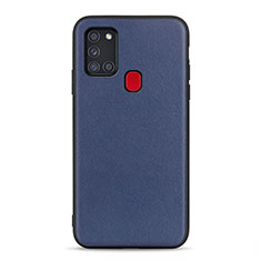 Soft Luxury Leather Snap On Case Cover B01H for Samsung Galaxy A21s Blue