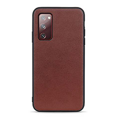 Soft Luxury Leather Snap On Case Cover B01H for Samsung Galaxy S20 FE 4G Brown