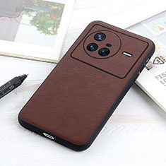 Soft Luxury Leather Snap On Case Cover B01H for Vivo X80 5G Brown
