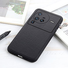 Soft Luxury Leather Snap On Case Cover B01H for Vivo X80 Pro 5G Black