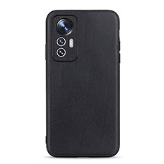 Soft Luxury Leather Snap On Case Cover B01H for Xiaomi Mi 12 5G Black