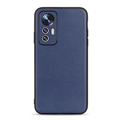 Soft Luxury Leather Snap On Case Cover B01H for Xiaomi Mi 12 5G Blue