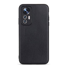 Soft Luxury Leather Snap On Case Cover B01H for Xiaomi Mi 12 Pro 5G Black