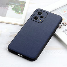 Soft Luxury Leather Snap On Case Cover B01H for Xiaomi Redmi Note 12 Pro 5G Blue