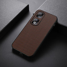 Soft Luxury Leather Snap On Case Cover B02H for Huawei Honor 90 Pro 5G Brown