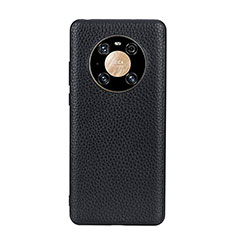 Soft Luxury Leather Snap On Case Cover B02H for Huawei Mate 40 Black