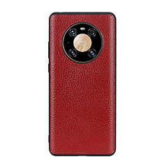 Soft Luxury Leather Snap On Case Cover B02H for Huawei Mate 40 Red