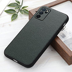 Soft Luxury Leather Snap On Case Cover B02H for Oppo A16 Green