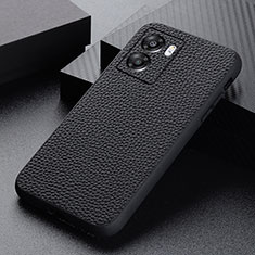 Soft Luxury Leather Snap On Case Cover B02H for Oppo A57 5G Black