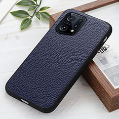 Soft Luxury Leather Snap On Case Cover B02H for Oppo Find X5 5G Blue