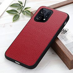 Soft Luxury Leather Snap On Case Cover B02H for Oppo Find X5 5G Red