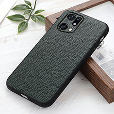Soft Luxury Leather Snap On Case Cover B02H for Oppo Find X5 Pro 5G Green