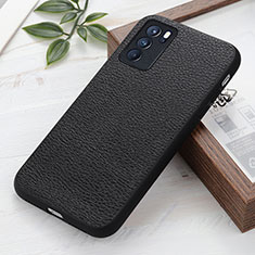 Soft Luxury Leather Snap On Case Cover B02H for Oppo Reno6 Pro 5G India Black