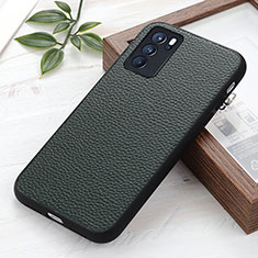 Soft Luxury Leather Snap On Case Cover B02H for Oppo Reno6 Pro 5G India Green