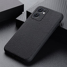 Soft Luxury Leather Snap On Case Cover B02H for Oppo Reno7 5G Black