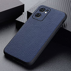Soft Luxury Leather Snap On Case Cover B02H for Oppo Reno7 5G Blue