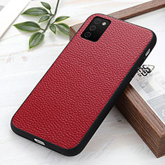 Soft Luxury Leather Snap On Case Cover B02H for Samsung Galaxy A02s Red