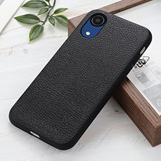 Soft Luxury Leather Snap On Case Cover B02H for Samsung Galaxy A03 Core Black