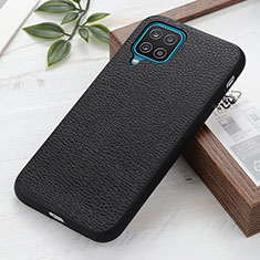 Soft Luxury Leather Snap On Case Cover B02H for Samsung Galaxy A12 Black