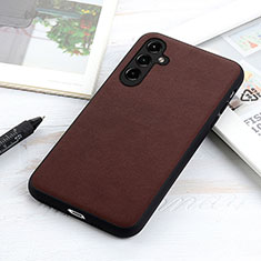 Soft Luxury Leather Snap On Case Cover B02H for Samsung Galaxy A14 5G Brown