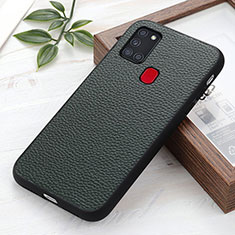 Soft Luxury Leather Snap On Case Cover B02H for Samsung Galaxy A21s Green