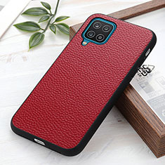 Soft Luxury Leather Snap On Case Cover B02H for Samsung Galaxy F12 Red