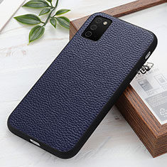 Soft Luxury Leather Snap On Case Cover B02H for Samsung Galaxy M02s Blue