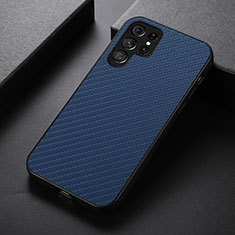 Soft Luxury Leather Snap On Case Cover B02H for Samsung Galaxy S21 Ultra 5G Blue