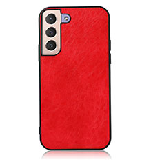 Soft Luxury Leather Snap On Case Cover B02H for Samsung Galaxy S22 Plus 5G Red
