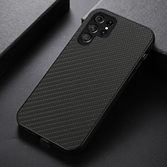Soft Luxury Leather Snap On Case Cover B02H for Samsung Galaxy S22 Ultra 5G Black