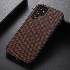 Soft Luxury Leather Snap On Case Cover B02H for Samsung Galaxy S22 Ultra 5G Brown