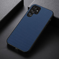 Soft Luxury Leather Snap On Case Cover B02H for Samsung Galaxy S23 Ultra 5G Blue