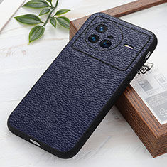 Soft Luxury Leather Snap On Case Cover B02H for Vivo X80 5G Blue
