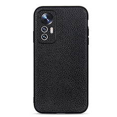 Soft Luxury Leather Snap On Case Cover B02H for Xiaomi Mi 12 Pro 5G Black