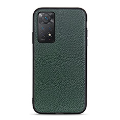 Soft Luxury Leather Snap On Case Cover B02H for Xiaomi Redmi Note 11 Pro 4G Green