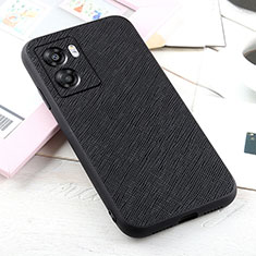 Soft Luxury Leather Snap On Case Cover B03H for Oppo A56S 5G Black