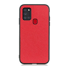 Soft Luxury Leather Snap On Case Cover B03H for Samsung Galaxy A21s Red
