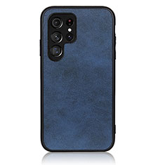 Soft Luxury Leather Snap On Case Cover B03H for Samsung Galaxy S22 Ultra 5G Blue