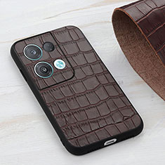 Soft Luxury Leather Snap On Case Cover B04H for Oppo Reno8 Pro 5G Brown