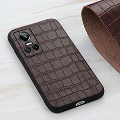 Soft Luxury Leather Snap On Case Cover B04H for Realme GT Neo3 5G Brown