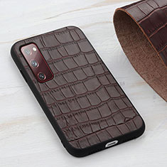 Soft Luxury Leather Snap On Case Cover B04H for Samsung Galaxy S20 FE (2022) 5G Brown