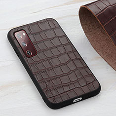 Soft Luxury Leather Snap On Case Cover B04H for Samsung Galaxy S20 FE 5G Brown