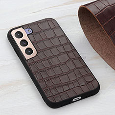 Soft Luxury Leather Snap On Case Cover B04H for Samsung Galaxy S25 5G Brown