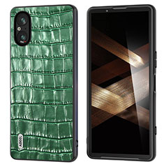 Soft Luxury Leather Snap On Case Cover B04H for Sony Xperia 5 V Green