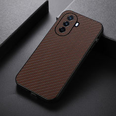Soft Luxury Leather Snap On Case Cover B05H for Huawei Nova Y70 Brown