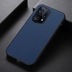 Soft Luxury Leather Snap On Case Cover B05H for Oppo Find X5 5G Blue